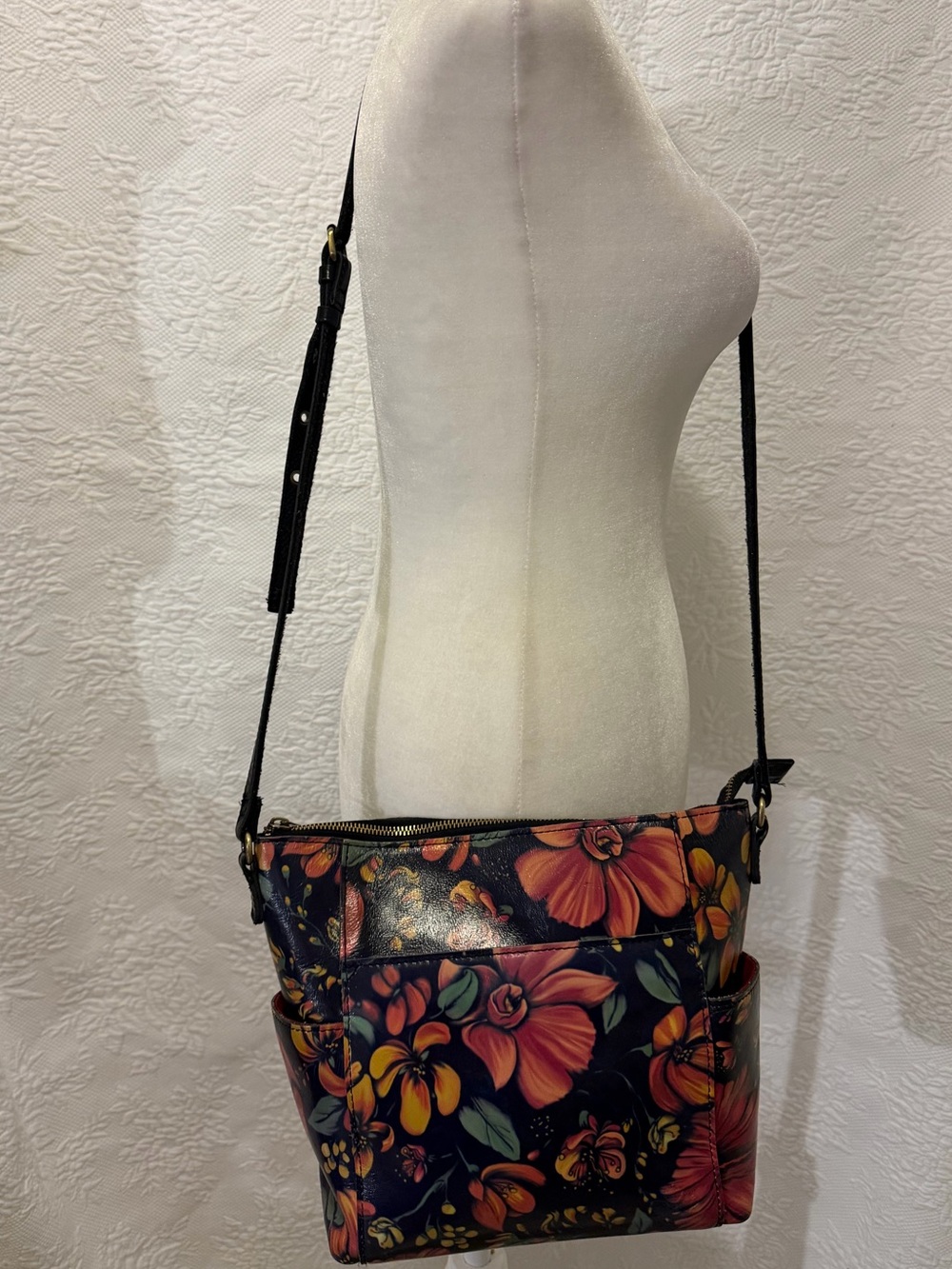 Patricia Nash Tropical Floral Leather Crossbody Bag tropical Botanical Print